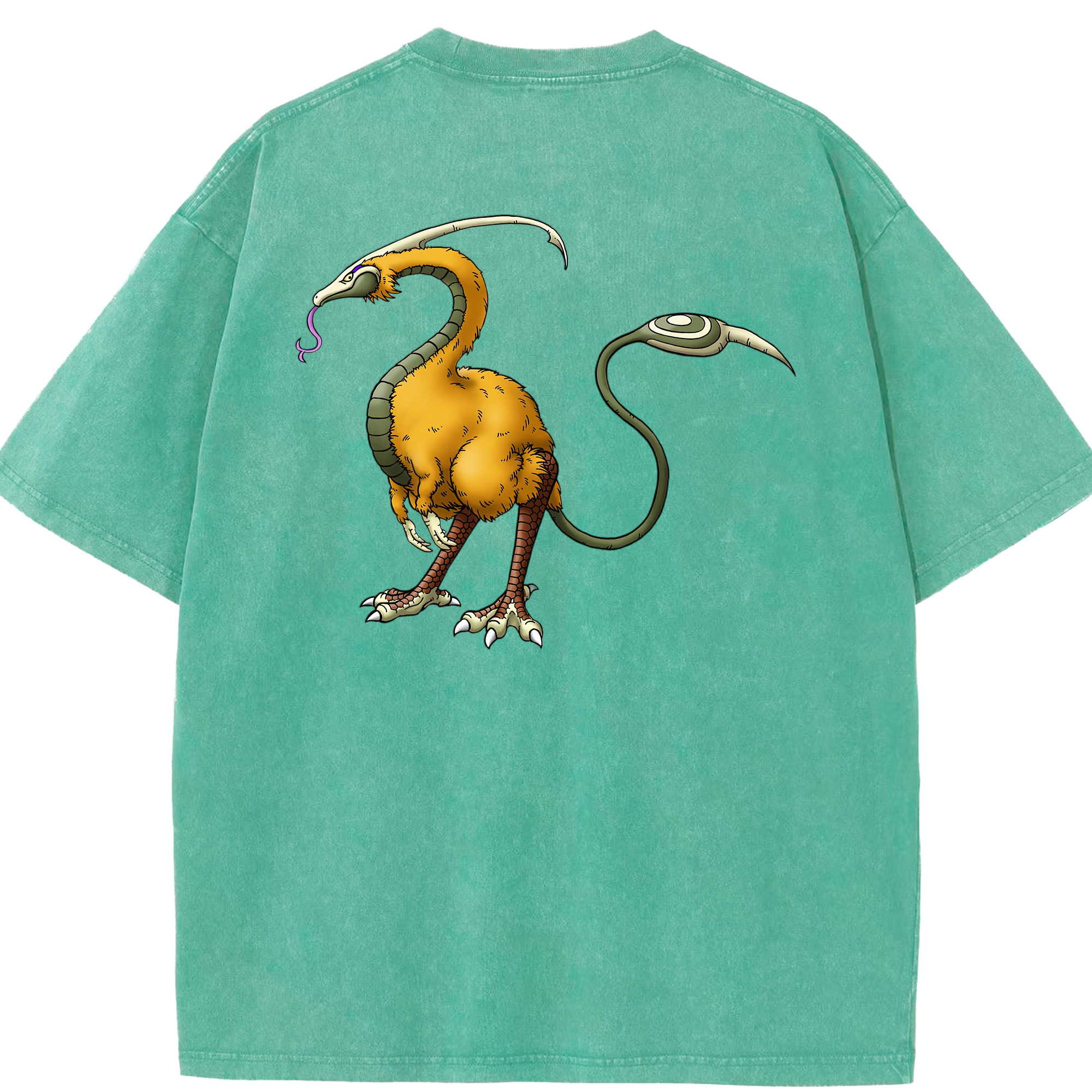 （画像用） ドラゴンクエスト Doragon Kuesuto Dragon Quest 綿100% ヴィンテージ風 半袖Tシャツ（背面プリント）